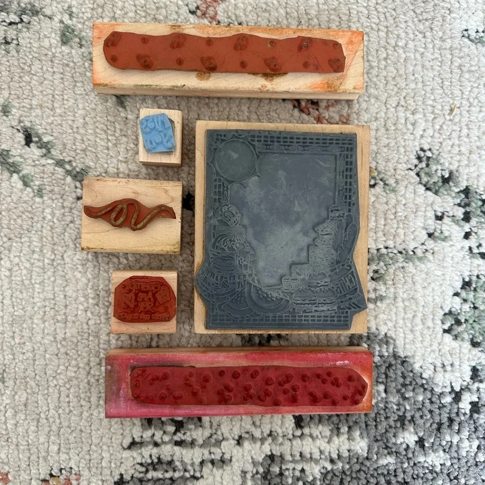 Vintage Wooden Rubber Stamps lot of 6
